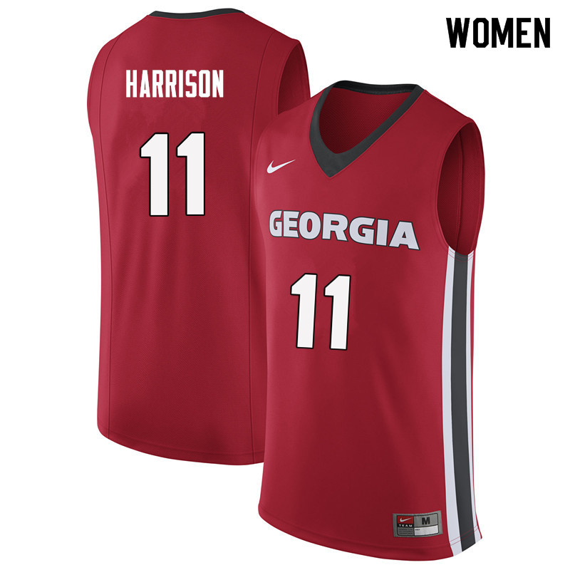 Women #11 Christian Harrison Georgia Bulldogs College Basketball Jerseys Sale-Red - Click Image to Close